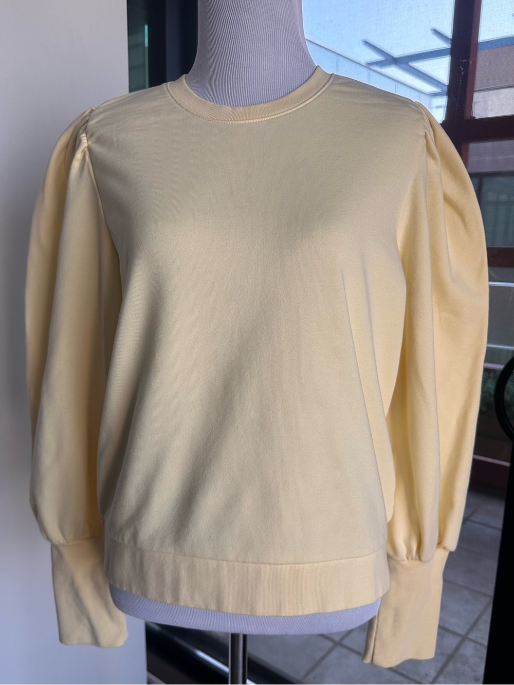 Joe's Jeans Pale Yellow Puff-Sleeve Sweatshirt